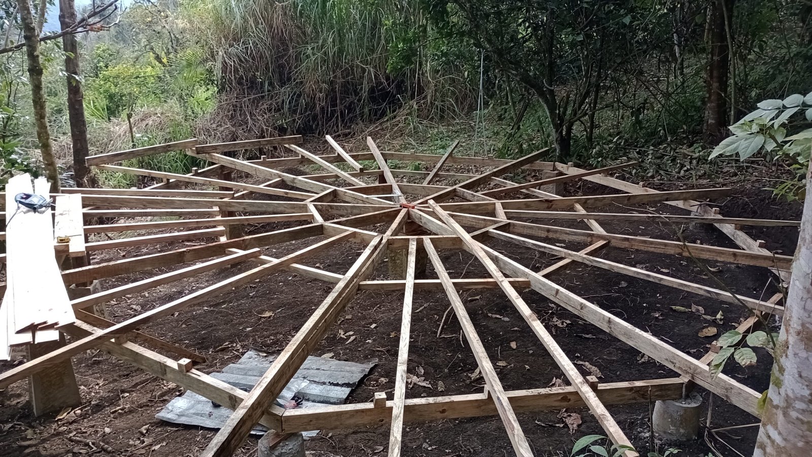 La base como telaraña de madera